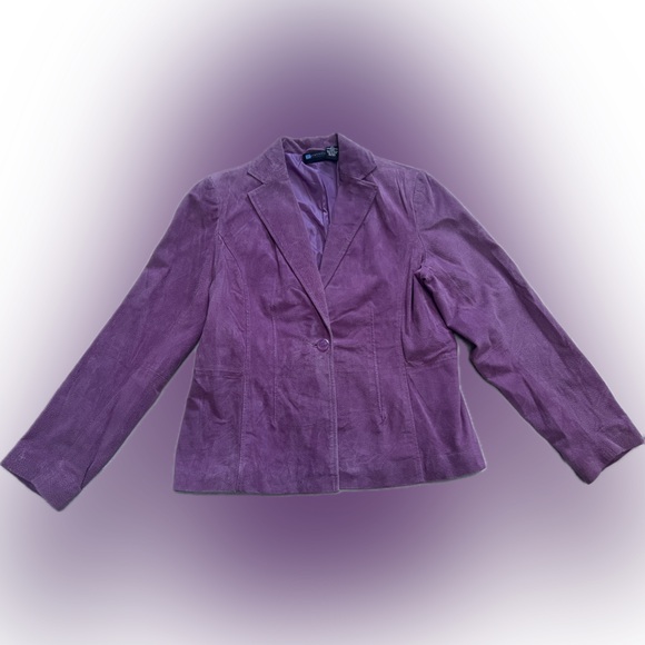 Relativity Jackets & Blazers - Relativity Purple Suede Leather Blazer Jacket
